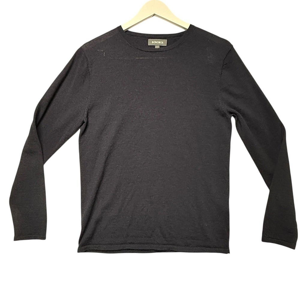 Bonobos Womens Slim Fit Merino Wool Silk Crewneck Sweater Navy Blue Size M